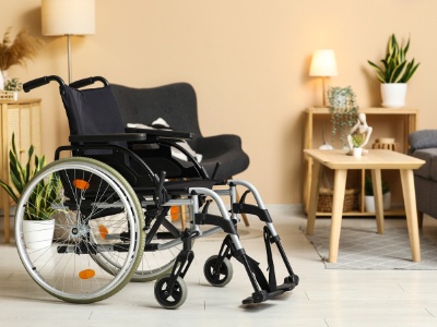 aging-in-place-through-garage-conversions A nice living space in the garage with a wheelchair.